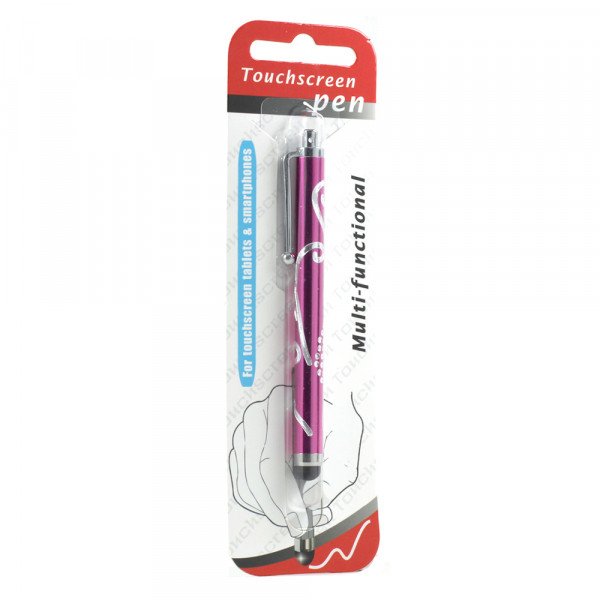 Wholesale Glitter Diamond Slim Stylus Touch Pen (Hot Pink)